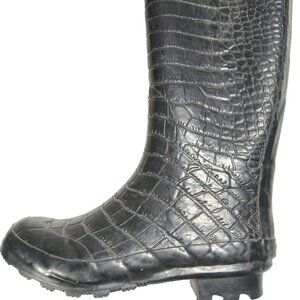 Steve Madden Rainey Black Croc Embossed Rubber Rain Boots Women's 7 Great Cond